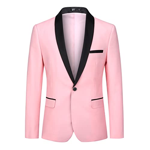 YFFUSHI Men's 2 Piece Suit Shawl Lapel Tuxedo One Button Solid Slim Fit Blazer Jacket Pants2