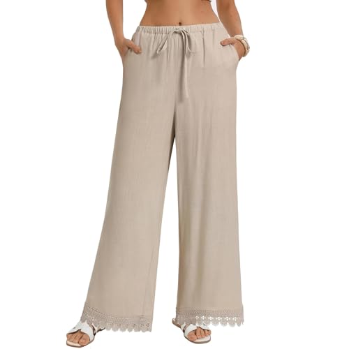 Pantalon fluide femme d'été avec poches et cordon réglable