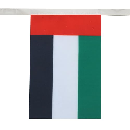 Image of AZ FLAG United Arab Emirates 6 meters BUNTING Flag 20 flags 9'' x 6'' - Emirati STRING flags 15 x 21 cm