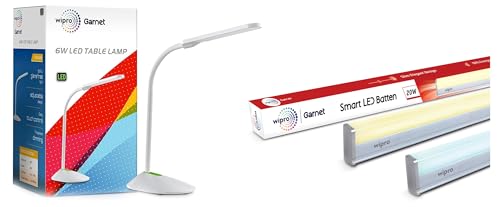 wipro Garnet 6W Led Table Lamp - 3 Grade Dimming and Color Changi...