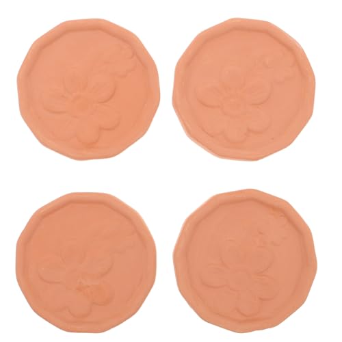BETOOKY 4-Piece Terracotta Bread Warmer Set - Round Shape Stoneware Basket for Extended Freshness and Elegant Table Display