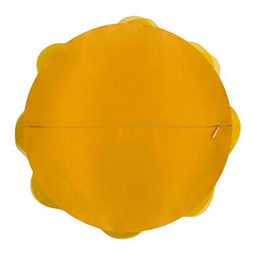 Image of JWH Stereo Flower Throw Pillow Covers Aesthetic Decorative Floral Accent Pillow Cases Round Cushion Handmade Pillowcase for Bedroom Bed Couch Living Room 12 Inch Mustard Brown