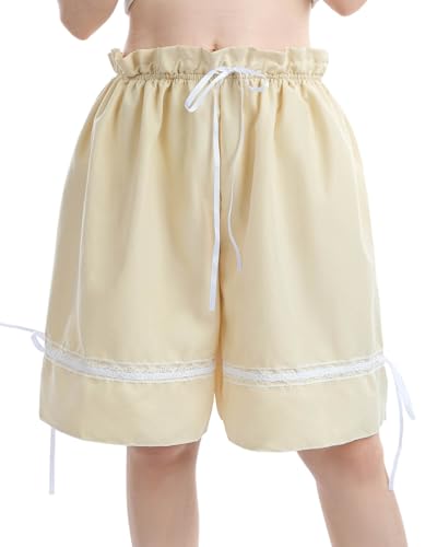 Nuoqi Women Bloomers Girls Victorian Pantaloons Renaissance Ruffle Pumpkin Pants Shorts Beige L Xl thumb #3
