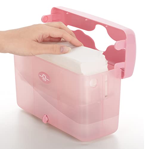 Image of EZbrnd Countertop SLIMFOLD Hand Towel Dispenser for Kitchen /Bathroom /Office /RV /Airbnb, Guest Towel Holder, Pink