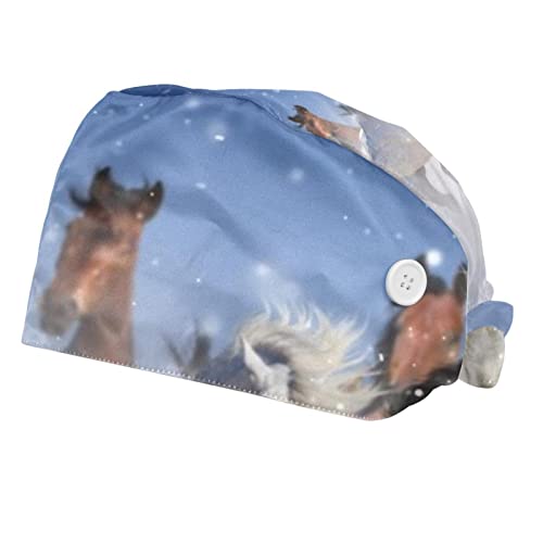 Casquette de travail d'hiver unisexe motif chevaux de neige - lot de 2 pièces