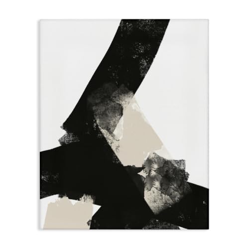 Stupell Industries 'Bold Black Shapes Curved Stripe Abstract'| Canvas Art
