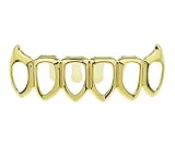 Big Dawgs Bling Hip Hop 14K Gold Plated Open Face Lower Fang Teeth Grillz with at-Home Mold Kit
