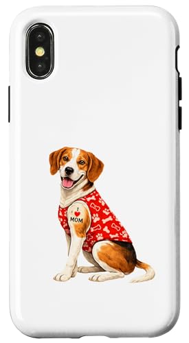 American Foxhound Mom | I Love Mom �n�[�g�^�g�D�[ | ���b�h�x�X�g �X�}�z�P�[�X iPhone X/XS �p