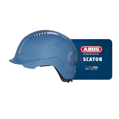 ABUS Bauhelm Scator - belüfteter Schutzhelm für Baustellen und Industrie - nach EN 397 - robust, schlagfest und stoßabsorbierend - Größe über Drehrad anpassbar - blau