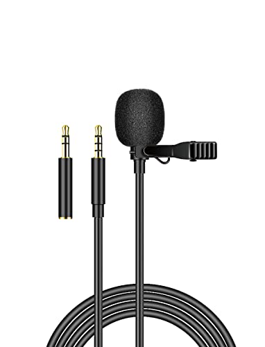 warmartter 6.6FT Lavalier Microphone, Omnidirectional Condenser 2 in 1 Lapel Mic for iPhone, Android, Smartphone, Audio Video Recording, YouTub, Interview, Tiktok DSLR Camera, PC, Computer, Laptop