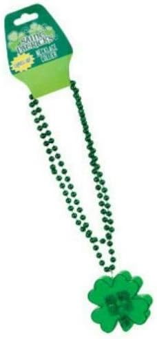 (Pack of 2) 38 Inch Green St. Patrick's Day Light-Up Plastic Shamrock Necklace