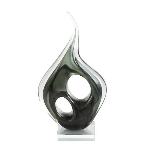 Escultura Decorativa de Vidrio Abstracta Verde 7x4x13 pulgadas miniatura 6