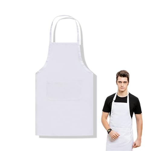 Blanc Tablier Cuisine Homme,Réglable Professionnel Tablier De Cuisine Femme,Tablier De Cuisine Unisexe Avec 2 Poches,Imperméable et Lavable,Pour...