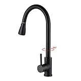 Kitchen Faucet with Sprayer,Single Handle Matte Black Pull Out Kitchen Faucet, 360° Rotate Single Level Stainless Steel Kitchen Sink Faucet with Pull Down Sprayer
