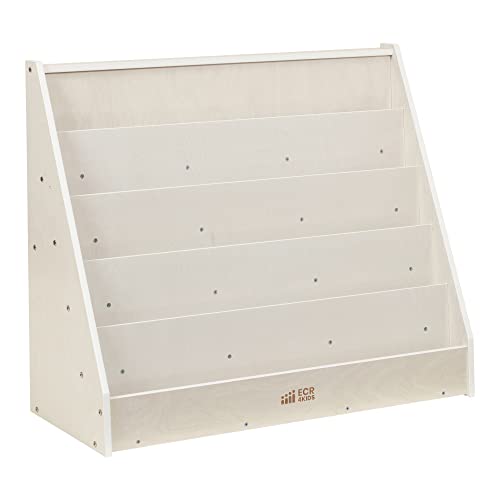Image of ECR4Kids Single-Sided Wooden Book Display, Montessori Furniture, White Wash