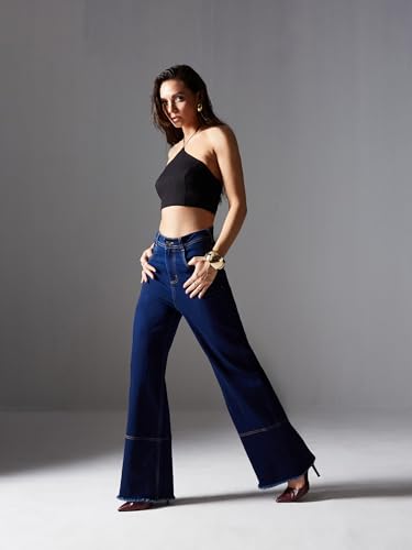 Image of Miss Chase Women's Wide Leg High Rise Regular-Length Stretchable Denim Jeans