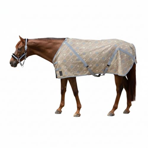 Image of Equinavia Fryd 100% Cotton Stable Blanket for Horses | No Fill - Light Olive /Slate Grey - 78 in