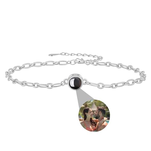 925 Sterling Silver Custom Photo Bracelet - Personalized Bracelet with Picture inside, Clear Projection Jewelry, Gift for Graduation, Birthday, Anniversary, Valentine's Day