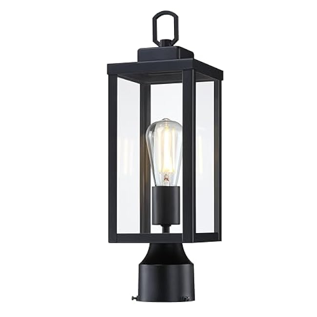 GRUENLICH Outdoor Post Lighting Fixture Pole Lantern Max 60W Matte Black Finish