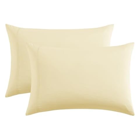 Casa Platino Standard Pillow Cases Set of 2 - Pre-Washed Ultra Soft & Breathable Pillowcases - Brushed Microfiber Pillow Covers - Easy Care - Standard Size Pillow Cases - 20x30 Inches, Vanilla Cover