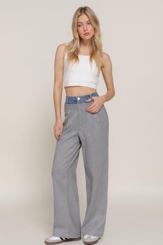 Contrast Denim Straight Pants3