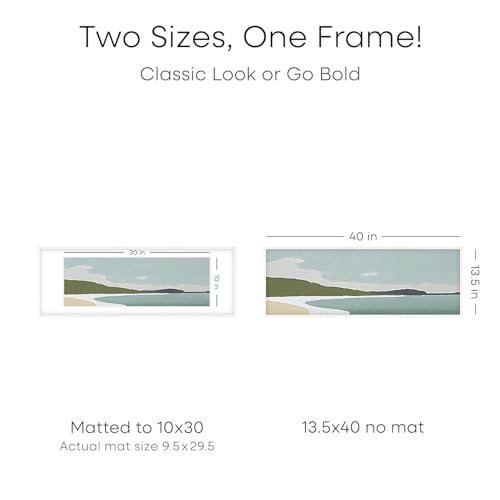 Image of Homeforia 13.5x40 White Wood Picture Frame, High End Oak 13.5x40 Panoramic Poster Frames with Mat 10x30 Art, 13.5 x 40 Wooden Frame Matted to 10 x 30, 40x13.5 Frame, Tempered Glass, Wall Kit, Set of 2