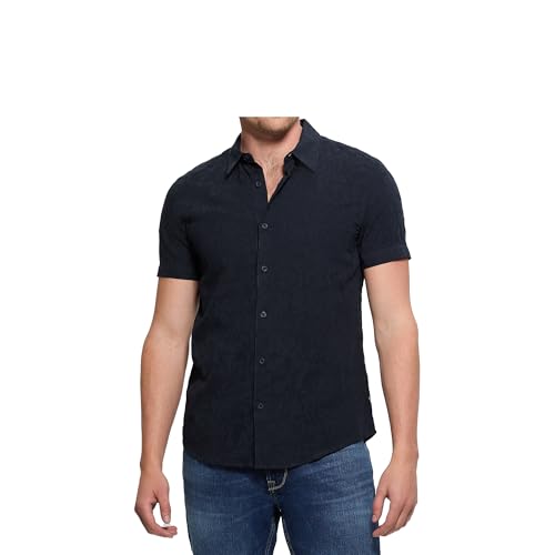 GUESS Men's Short Sleeve Davis Jacquard Shirt