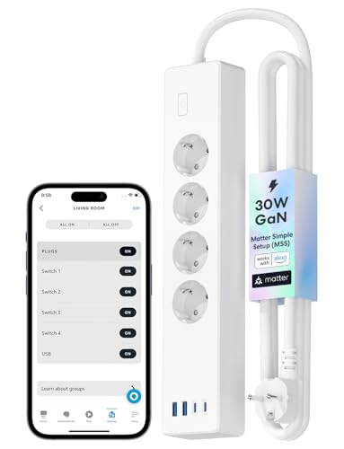 Meross Ciabatta Multipresa Matter con USB C 30W, Multipresa Smart...