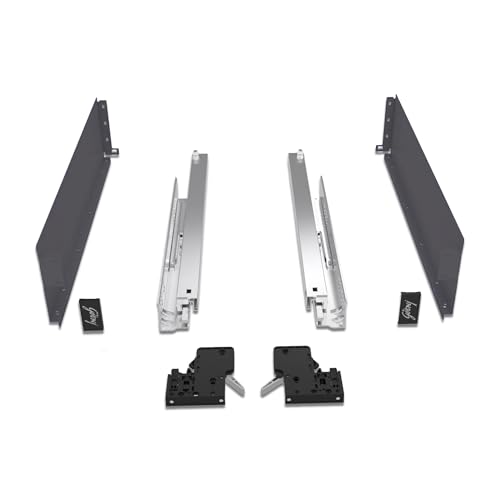 Image of Godrej Kitchen Fittings| Soft Close Slim Drawer Slides | 35 Kg Load Capacity | 3D Three-Way Adjustment Clips | for Kitchen Cabinets & Modular Furniture | Available in 8 X 24 inch, Anthracite