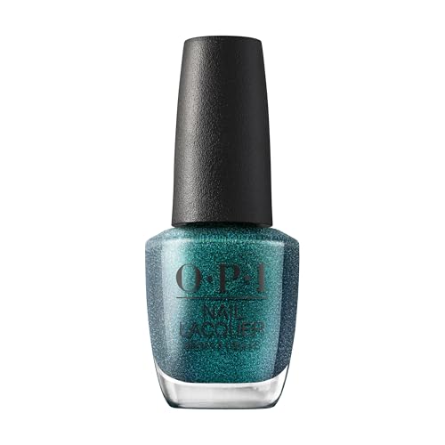 OPI Nail Lacquer – Yuletide Sweetings! – Smudge Resistant & Long-Lasting Shimmery Dark Green Nail Polish – with OPI Pro-Wide Brush (15ml)