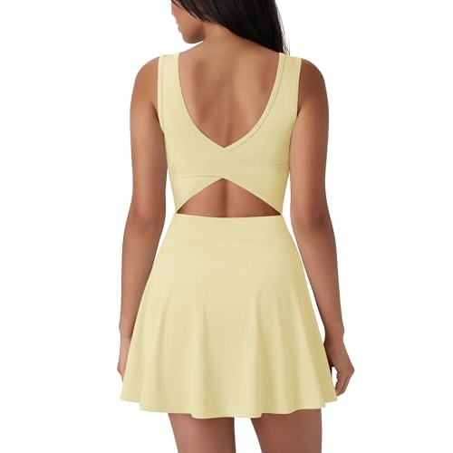 SUUKSESS Tennis Dress with Shorts Underneath Easy Peasy Athletic Dresses