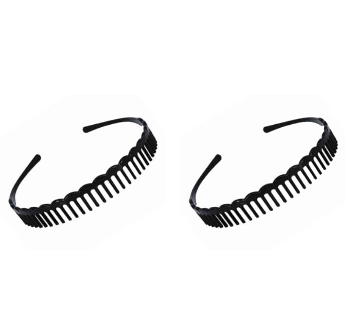 Image of ZIBUYU 2 Pieces Resin hairband for woman - Shark Tooth Style Black Wave headband for women, Non-Slip Adjustable Durable hair accessories for woman, Comfortable Secure Hold, for Sports Yoga Girls