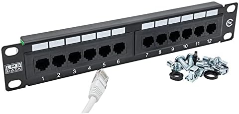 LMS Data 24 Port 1U Rackmount CAT6 and CAT 5 E UTP Patch Panel Plus Back Bar For Data Cabinets (PPAN-24-C6-LC)
