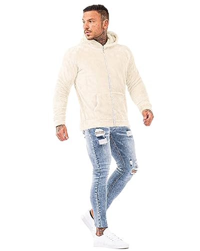 Image of GINGTTO Men's Fuzzy Sherpa Sweatshirt Fashion Pullover Fleece Hoodies
