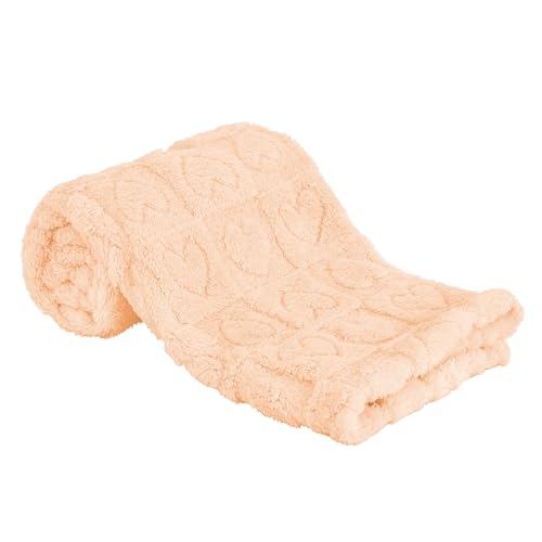 Image of Yurhap Fleece Baby Blanket Heart Checkered, Ultra Soft Cozy Baby Blankets for Girls Boys, Fluffy Infant Toddler Newborn Receiving Gifts for Crib Stroller 30"x40" (Apricot Pink)