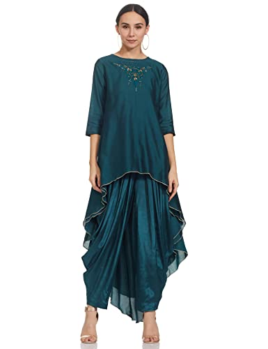 Image of BIBA Women Flared Cotton Silk Fusion Wear 2 Piece Set