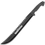 Black Legion Swamp Master Machete Knife with Sheath - Stainless Steel Blade, Textured TPU Handle, Lanyard - Length 24'