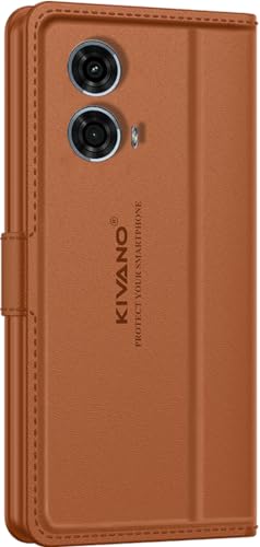 Image of KIVANO LUXE Compatible for Motorola G24 Power Luxury Handmade Leather Magnetic Flip Folio Case | Card Holder & Kickstand | Slim Protective Cover | Unisex - Brown