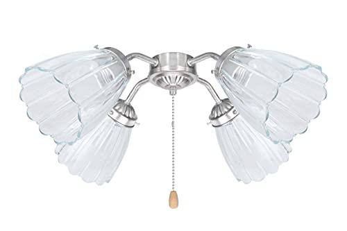Image of Aspen Creative 23056-4A Contemporary Clear Ceiling Fan Glass Shade.2-1 /8 inchFitter.Size:3-7 /8 inchD x 4-7 /8 inchH.4Pcs /Pack