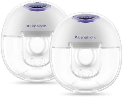 Lansinoh Discreet Duo Wearable Breast Pump, Hands Free Breast Pump, 4 Pumping Modes, 9 Levels Hospital Grade Suction, LED Display, Leak-Resistant Design, 2 Breast Flange Sizes Included: 24mm & 21mm (model #S32)