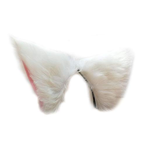 HEYDOO A Pair of Cartoon Animal Furry Ears Cat Hair Clips Halloween Costume Headwear for Women Girls Men Boys at Birthday Party Anime Theme (White) HEYDOO A Pair of Cartoon Animal Furry Ears Cat Hair Clips Halloween Costume Headwear for Women Girls Men Boys at Birthday Party Anime Theme (White)