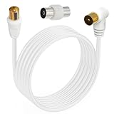 HTGuoji Rechtwinkel Koaxial-TV-Antenne, Satellitenkabel RF-TV-Antenne Schließkreis-Leitkabel Fernsehsignal Kabel für Sky/SkyHD, Virgin, BT, VCR oder DVD-Player (1,8 m)