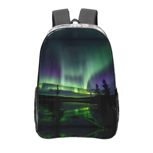 Sac à dos transparent One Size imprimé aurores boréales avec poches