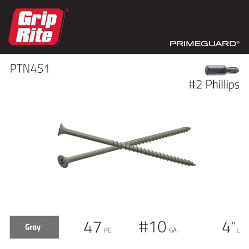 grip-rite ptn4s1 pg10 polymer coated 10 x 4 coarse thread deck screw gray 1lb box