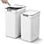 MOPALL 2 Pack Bathroom Trash Can with Lid, 3.6Gal + 2.4Gal Garbage Can with Pop-Up Lid, Small Trash Can Dog Proof, Slim Trash Bin Waste Basket for Toilet, Office, Bedroom, Living Room, Kitchen (White)