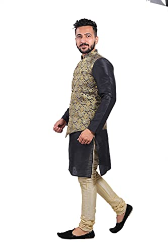 Image of Sadree Silk Men's Kurta Pajama Waistcoat or Nehru Jacket Set
