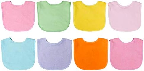 Neat Solutions 8 Pack Multi-Color Solid Knit Terry Feeder Bib, Girl, 8 Count