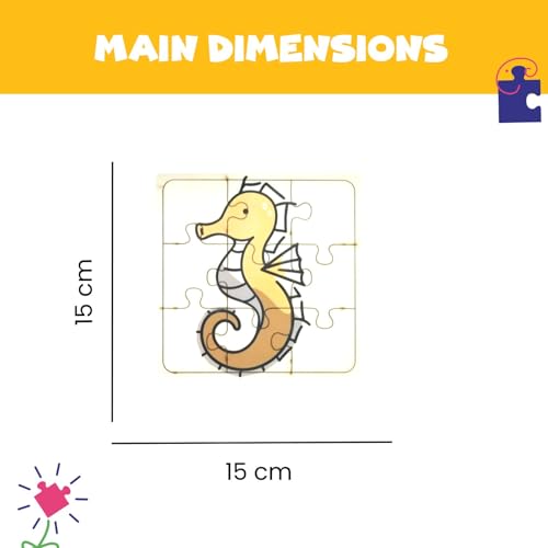 Image of Set of 4 Wooden Jigsaw Puzzles for Toddlers 2+ | 9 Chunky Pieces Each | Ocean Animals Theme | Educational Toy for Fine Motor Skills & Cognitive Development | Safe & Durable Game