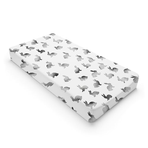 Funny Bunnies Baby Changing Pad Cover Sheets for Boy Girl 32''x16'' Vintage Rabbits Fitted Diaper Changing Pad Table Sheets Happy Easter Spring Soft Breathable Nursery Baby Changing Table Mats