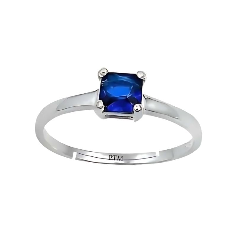 ptm 925 Sterling Silver Blue Sapphire (Neelam) 3.25 Ratti or 3 Cts Astrological Gemstone (Square Shape) Bis Hallmark Ring for Men & Women-picture-25